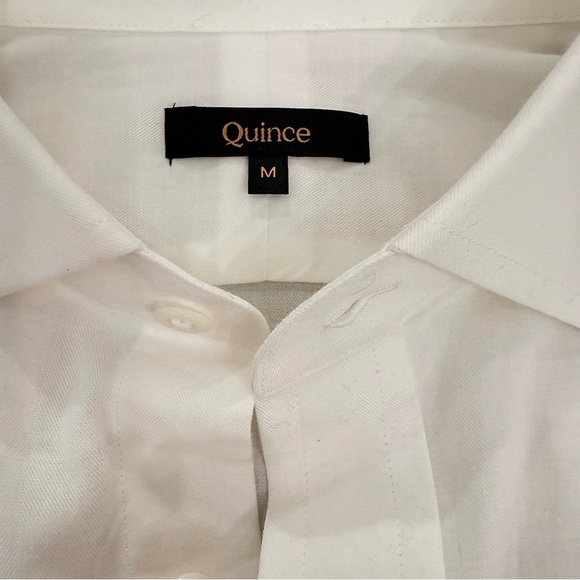 Quince White Organic Cotton Cashmere Brushed Twill Long Sleeve Shirt Size M NWT - Picture 2 of 8